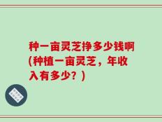 种一亩灵芝挣多少钱啊(种植一亩灵芝，年收入有多少？)