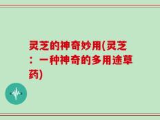 灵芝的神奇妙用(灵芝：一种神奇的多用途草药)