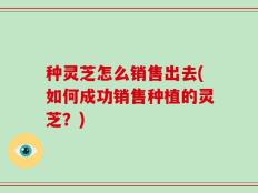 种灵芝怎么销售出去(如何成功销售种植的灵芝？)