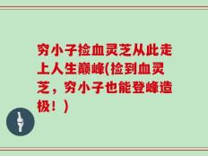 穷小子捡血灵芝从此走上人生巅峰(捡到血灵芝，穷小子也能登峰造极！)
