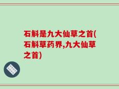 石斛是九大仙草之首(石斛草药界,九大仙草之首)