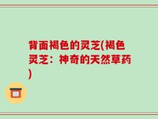 背面褐色的灵芝(褐色灵芝：神奇的天然草药)