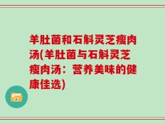 羊肚菌和石斛灵芝瘦肉汤(羊肚菌与石斛灵芝瘦肉汤：营养美味的健康佳选)