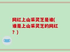 网红上山采灵芝是谁(谁是上山采灵芝的网红？)