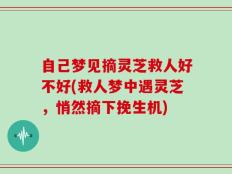 自己梦见摘灵芝救人好不好(救人梦中遇灵芝，悄然摘下挽生机)