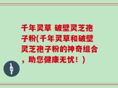 千年灵草 破壁灵芝孢子粉(千年灵草和破壁灵芝孢子粉的神奇组合，助您健康无忧！)