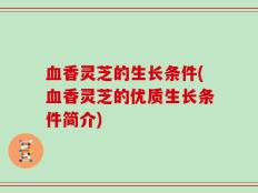 血香灵芝的生长条件(血香灵芝的优质生长条件简介)