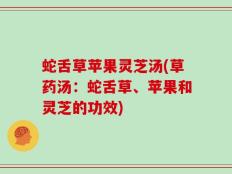 蛇舌草苹果灵芝汤(草药汤：蛇舌草、苹果和灵芝的功效)
