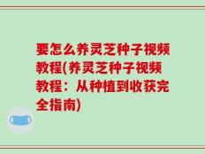 要怎么养灵芝种子视频教程(养灵芝种子视频教程：从种植到收获完全指南)