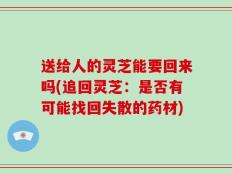 送给人的灵芝能要回来吗(追回灵芝：是否有可能找回失散的药材)