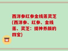 西洋参红参金线莲灵芝(西洋参、红参、金线莲、灵芝：提神养颜的四宝)