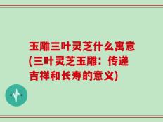 玉雕三叶灵芝什么寓意(三叶灵芝玉雕：传递吉祥和长寿的意义)