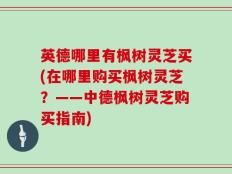 英德哪里有枫树灵芝买(在哪里购买枫树灵芝？——中德枫树灵芝购买指南)