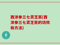 西洋参三七灵芝蒸(西洋参三七灵芝蒸的功效和方法)