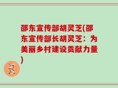 邵东宣传部胡灵芝(邵东宣传部长胡灵芝：为美丽乡村建设贡献力量)