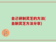 自己研制灵芝的方法(自制灵芝方法分享)