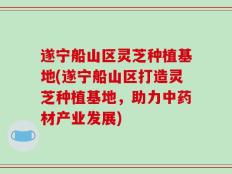 遂宁船山区灵芝种植基地(遂宁船山区打造灵芝种植基地，助力中药材产业发展)