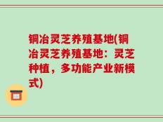 铜冶灵芝养殖基地(铜冶灵芝养殖基地：灵芝种植，多功能产业新模式)
