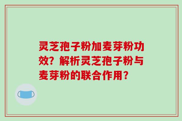 灵芝孢子粉加麦芽粉功效?解析灵芝孢子粉与麦芽粉的联合作用?
