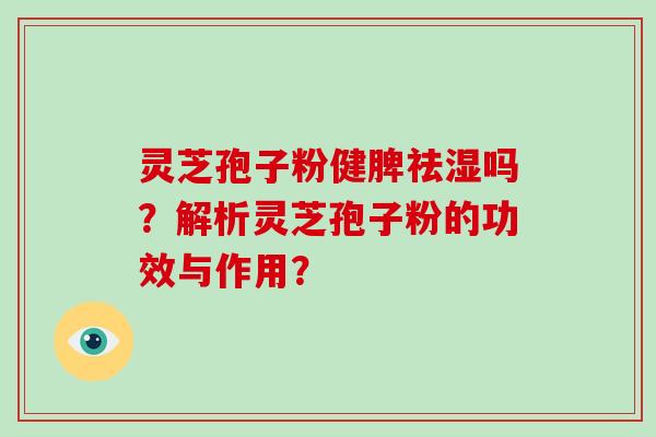 灵芝孢子粉健脾祛湿吗?解析灵芝孢子粉的功效与作用?