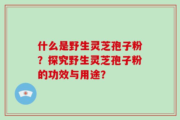 什么是野生灵芝孢子粉？探究野生灵芝孢子粉的功效与用途？