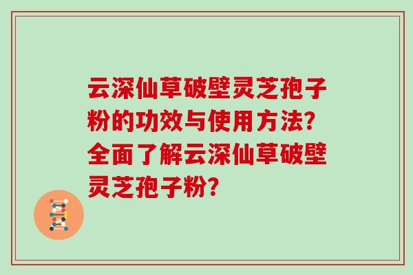 云深仙草破壁灵芝孢子粉的功效与使用方法?全面了解云深仙草破壁灵芝孢子粉?
