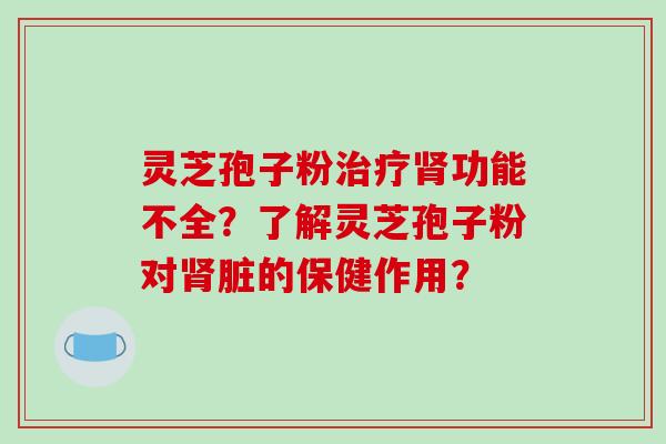 灵芝孢子粉治疗肾功能不全?了解灵芝孢子粉对肾脏的保健作用?