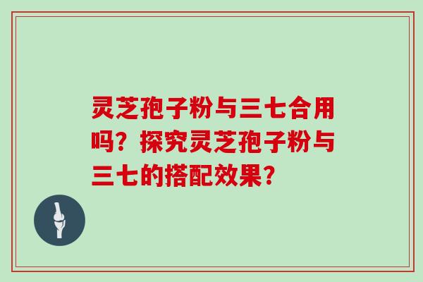 灵芝孢子粉与三七合用吗？探究灵芝孢子粉与三七的搭配效果？