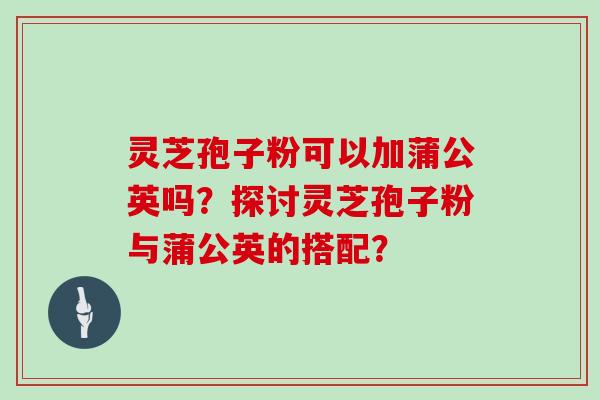 灵芝孢子粉可以加蒲公英吗？探讨灵芝孢子粉与蒲公英的搭配？