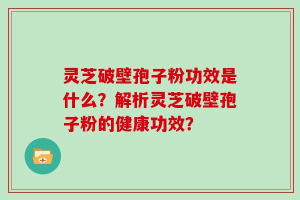 灵芝破壁孢子粉功效是什么？解析灵芝破壁孢子粉的健康功效？