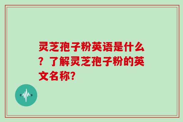 灵芝孢子粉英语是什么？了解灵芝孢子粉的英文名称？