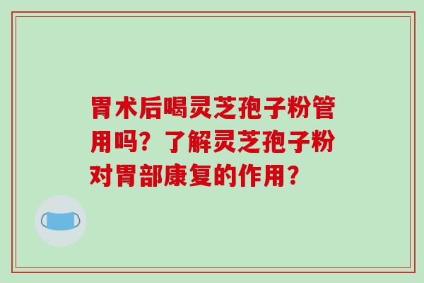 胃术后喝灵芝孢子粉管用吗?了解灵芝孢子粉对胃部康复的作用?