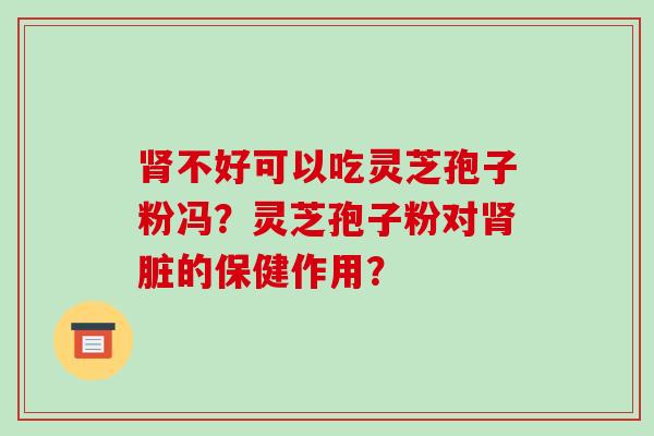 肾不好可以吃灵芝孢子粉冯?灵芝孢子粉对肾脏的保健作用?