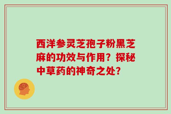 西洋参灵芝孢子粉黑芝麻的功效与作用？探秘中草药的神奇之处？