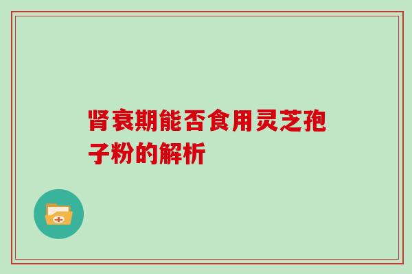 肾衰期能否食用灵芝孢子粉的解析