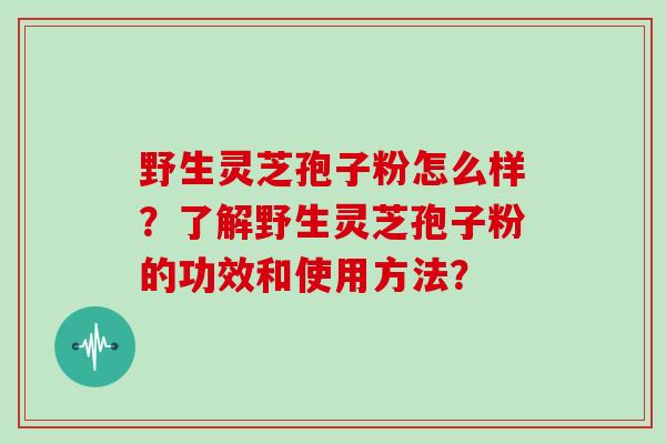 野生灵芝孢子粉怎么样？了解野生灵芝孢子粉的功效和使用方法？