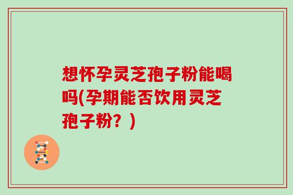 想怀孕灵芝孢子粉能喝吗(孕期能否饮用灵芝孢子粉？)