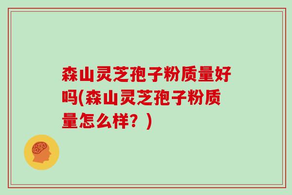 森山灵芝孢子粉质量好吗(森山灵芝孢子粉质量怎么样?)