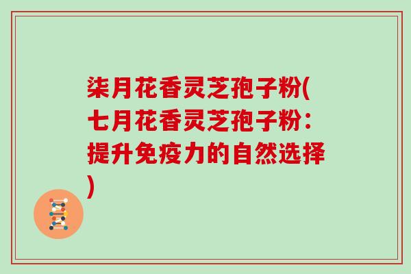 柒月花香灵芝孢子粉(七月花香灵芝孢子粉：提升免疫力的自然选择)
