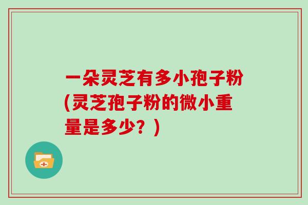一朵灵芝有多小孢子粉(灵芝孢子粉的微小重量是多少?)