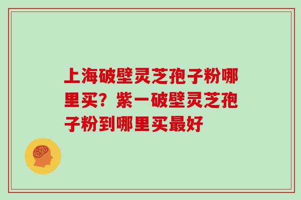 上海破壁灵芝孢子粉哪里买?紫一破壁灵芝孢子粉到哪里买最好