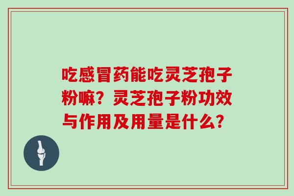 吃感冒药能吃灵芝孢子粉嘛?灵芝孢子粉功效与作用及用量是什么?