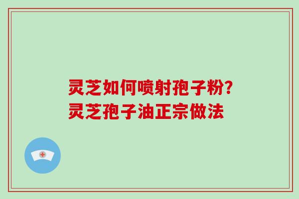 灵芝如何喷射孢子粉?灵芝孢子油正宗做法