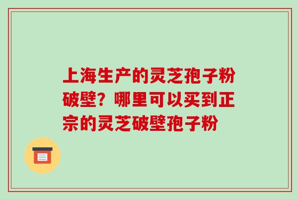 上海生产的灵芝孢子粉破壁？哪里可以买到正宗的灵芝破壁孢子粉