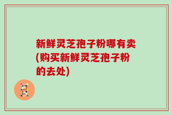 新鲜灵芝孢子粉哪有卖(购买新鲜灵芝孢子粉的去处)