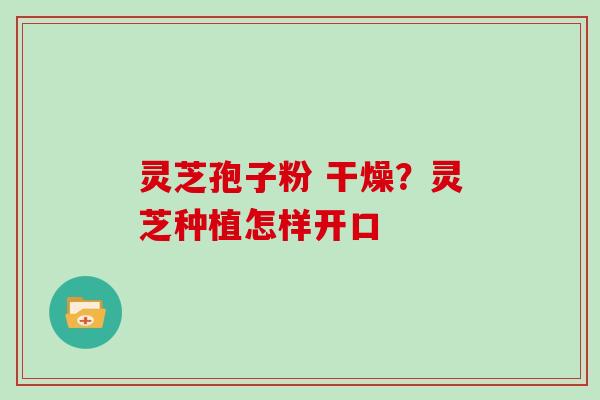 灵芝孢子粉 干燥？灵芝种植怎样开口
