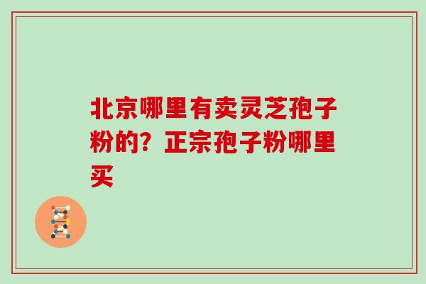 北京哪里有卖灵芝孢子粉的?正宗孢子粉哪里买