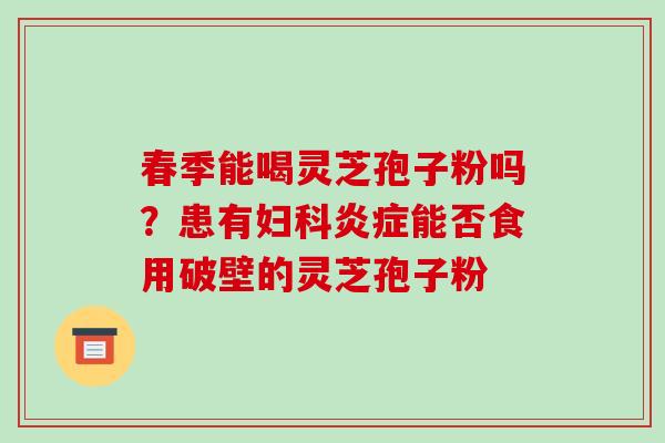 春季能喝灵芝孢子粉吗？患有妇科炎症能否食用破壁的灵芝孢子粉