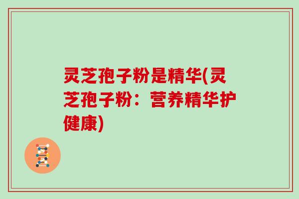 灵芝孢子粉是精华(灵芝孢子粉:营养精华护健康)
