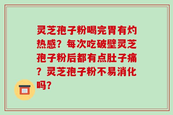 灵芝孢子粉喝完胃有灼热感?每次吃破壁灵芝孢子粉后都有点肚子痛?灵芝孢子粉不易消化吗?